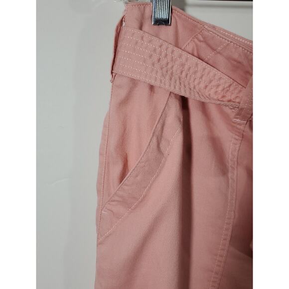 Seven7 Jeans Peachy Pink Crop Wide Leg Pants Size 16 Belted Button Zip Closure - Picture 4 of 10